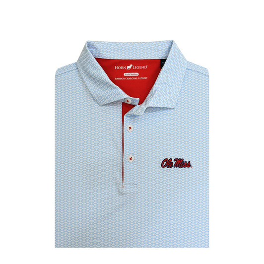Ole Miss 2025-26 College Football Playoff White and Powder Blue Spiral Polo - Youth