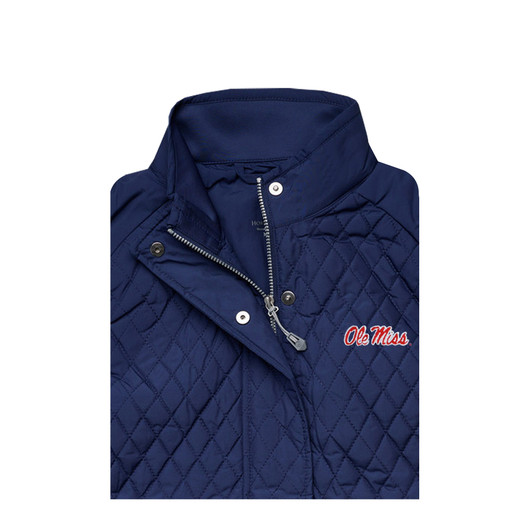 Ole Miss Navy Full Zip Quilted Vest - Women's