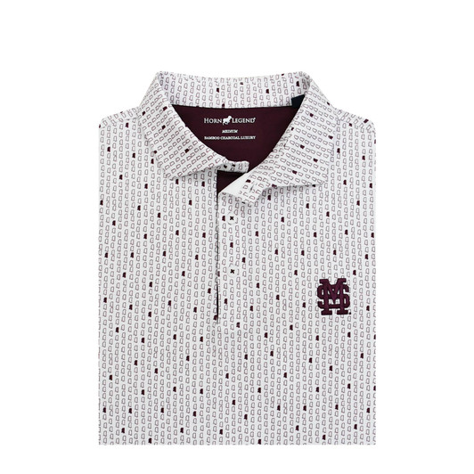 Mississippi State M over S Baseball Logo White Micro State Print Polo