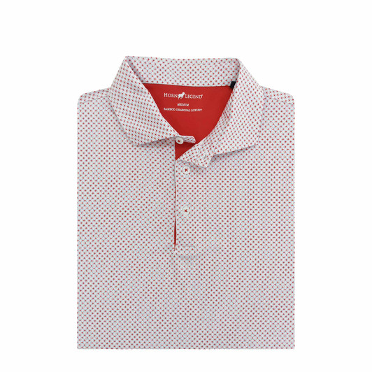 Lisbon Performance Polo - White with Powder Blue & Red