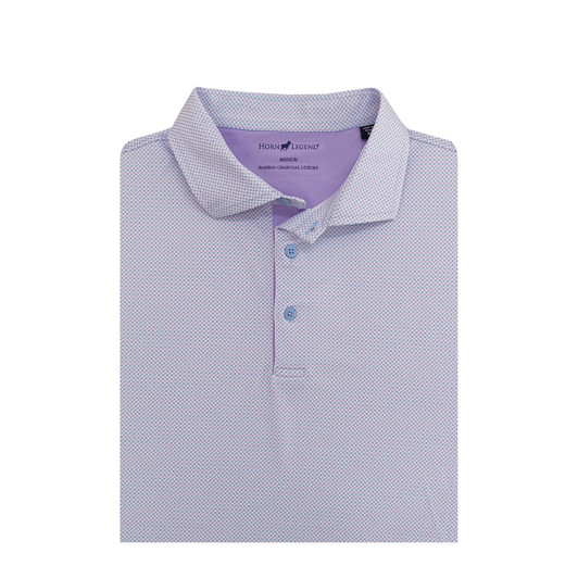 Particolored Gingham Performance Polo - Lavender & Light Blue