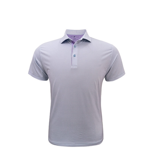 Particolored Gingham Performance Polo - Lavender & Light Blue