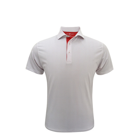 Checkers Performance Polo - White with Light Blue & Red
