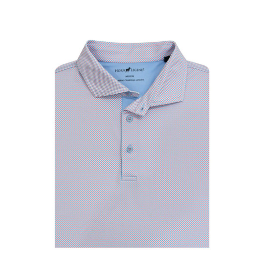 Particolored Gingham Performance Polo - Rose Quartz & Light Blue