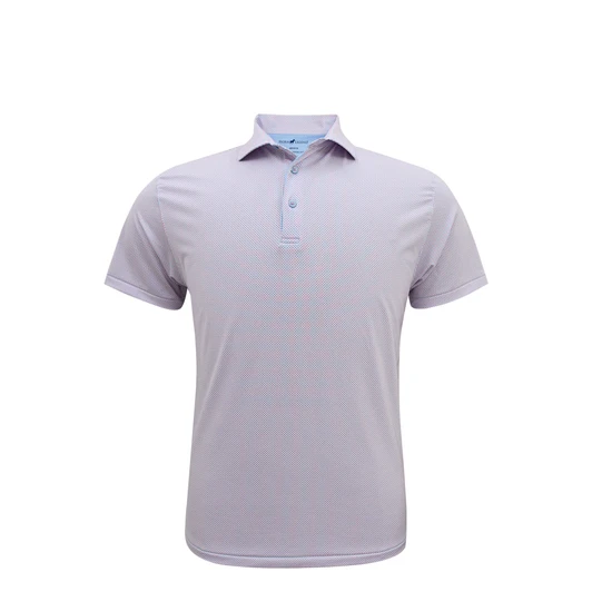 Particolored Gingham Performance Polo - Rose Quartz & Light Blue