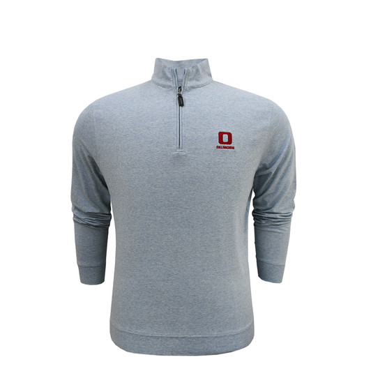 Oklahoma Sooners Vintage Suede Zip Cotton Pullover - Light Blue