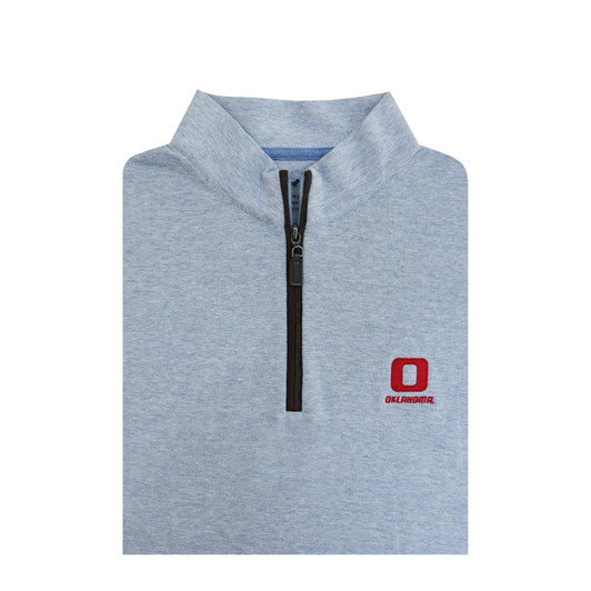 Oklahoma Sooners Vintage Suede Zip Cotton Pullover - Light Blue