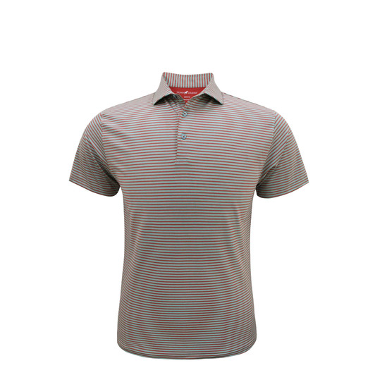 Heather Stripe Performance Polo - Mint & Cayenne