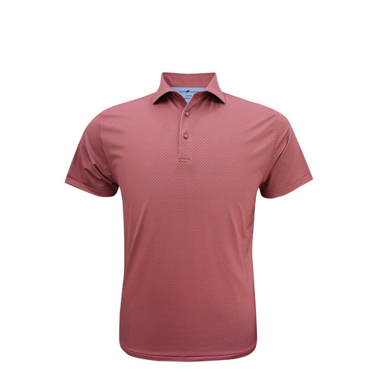 Lisbon Performance Polo - Cayenne with Light Blue