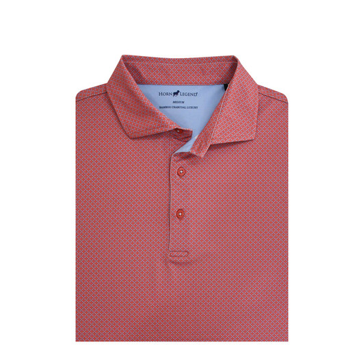 Lisbon Performance Polo - Cayenne with Light Blue