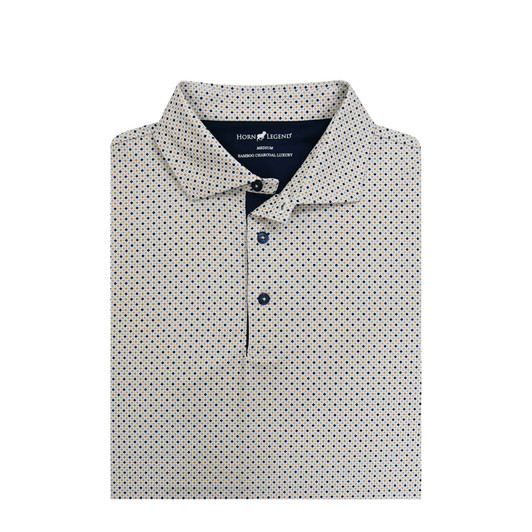 Diamond Performance Polo - White with Navy & Sand