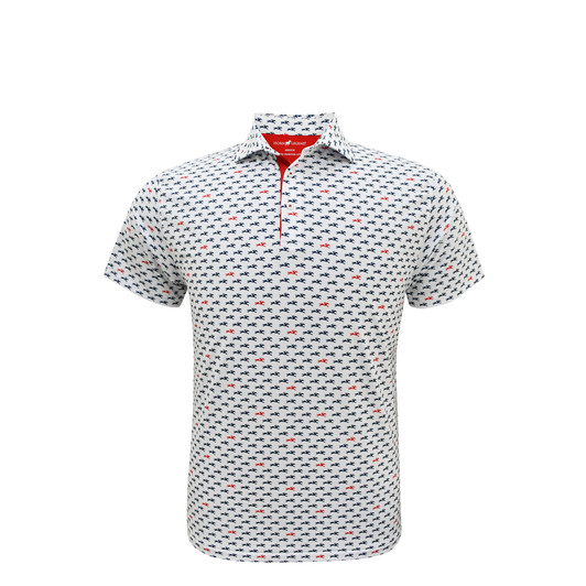 Thoroughbred US Flag Performance Polo - White with Red & Blue