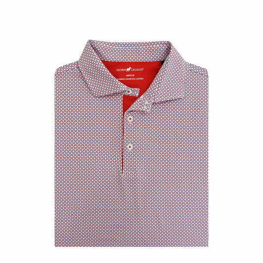 Lisbon US Flag Performance Polo - Red with White & Navy