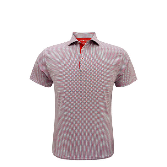 Lisbon US Flag Performance Polo - Red with White & Navy