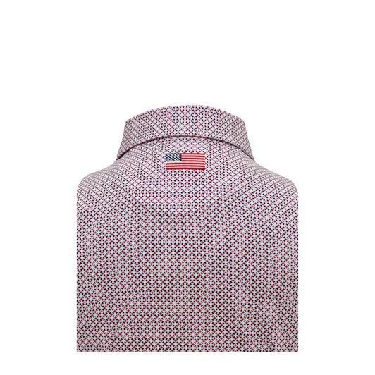 Lisbon US Flag Performance Polo - Red with White & Navy