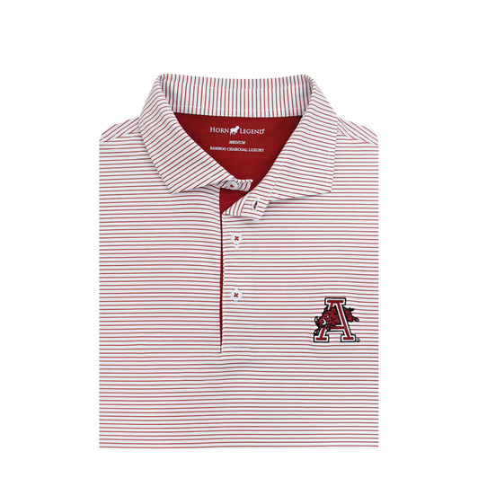 Arkansas Razorbacks Vintage 1974 1/4 Stripe Performance Polo - White