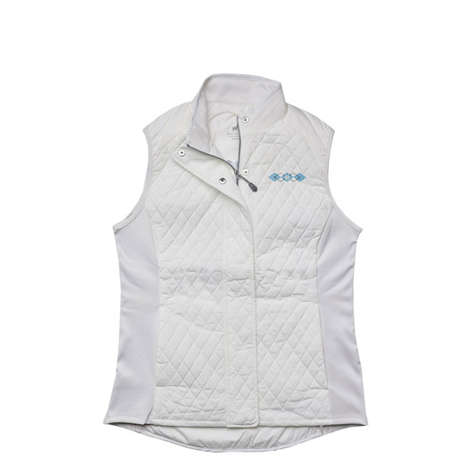 North Carolina Tar Heels Women's Argyle Logo Full Zip Quilted Vest - Pearl White