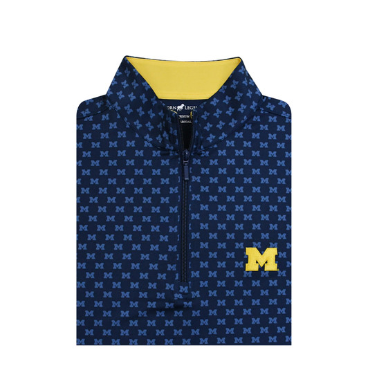 Michigan Wolverines Custom Print Performance Pullover - Navy