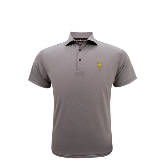 Arizona State Sun Devils 1/24 Stripe Performance Polo - Maroon with Gold Pitchfork