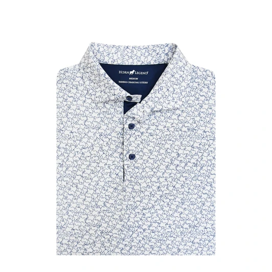 Texas Inspired Jigsaw Performance Polo - White with Navy