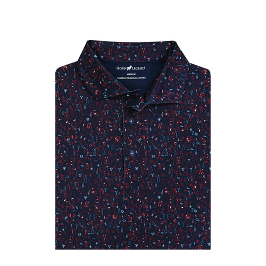 Pub Crawl Performance Polo with Texas Flag - Navy