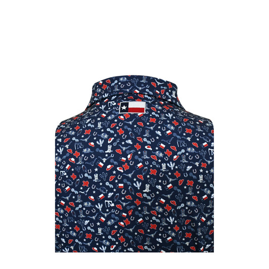 Texas Inspired Print Performance Polo - Navy