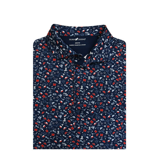 Texas Inspired Print Performance Polo - Navy