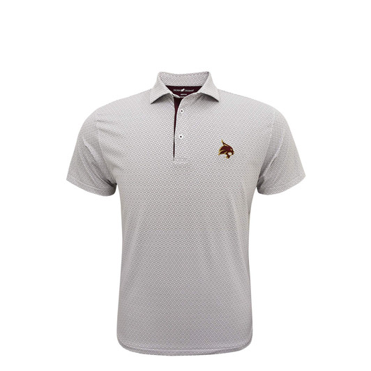 Texas State Bobcats Aztec Polo - White with Grey & Maroon