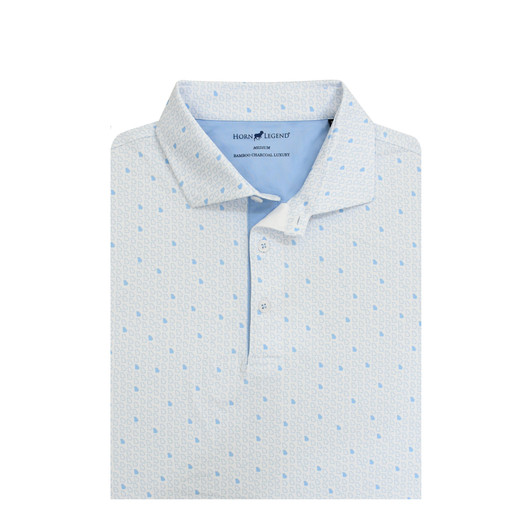 Georgia Inspired Micro State Performance Polo - White with Light Blue