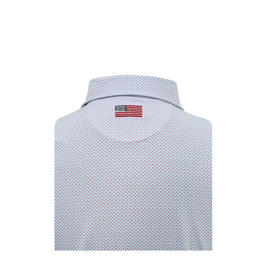 Ripple US Flag Performance Polo - White with Light Blue & Red