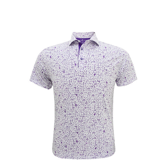 Mulligan Performance Polo - White with Purple