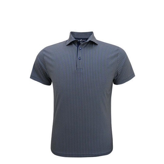 Micro Performance Polo - Navy with White & Sand