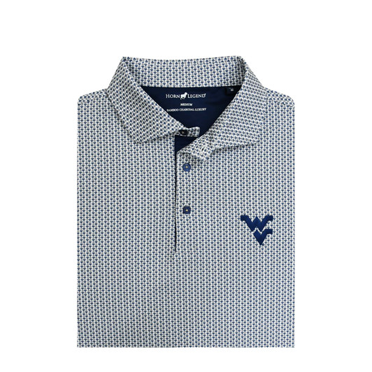 West Virginia Mountaineers Micro Polo - White with Navy & Sand