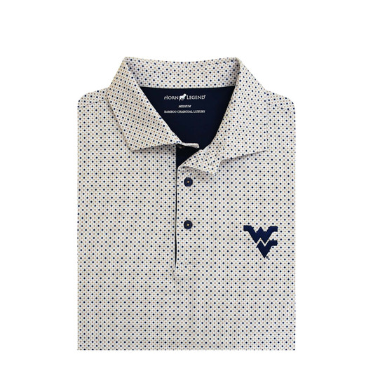 West Virginia Mountaineers Diamond Polo - White with Navy & Sand