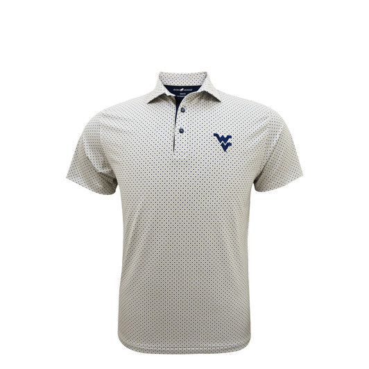 West Virginia Mountaineers Diamond Polo - White with Navy & Sand