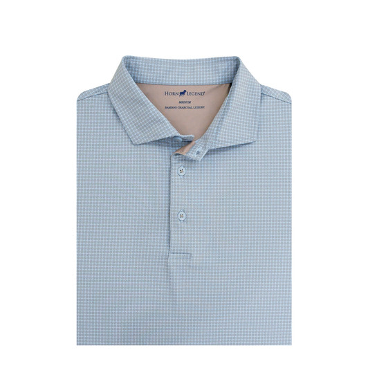 Medallions Performance Polo - Light Blue with Sand