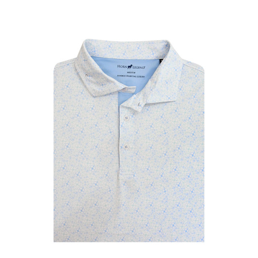 Lucky Performance Polo - White with Light Blue & Aqua