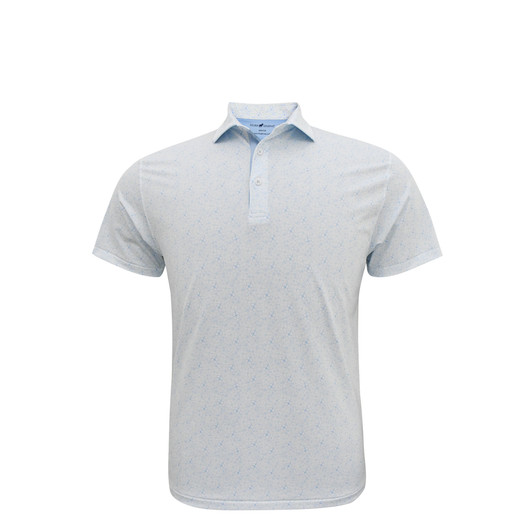 Lucky Performance Polo - White with Light Blue & Aqua