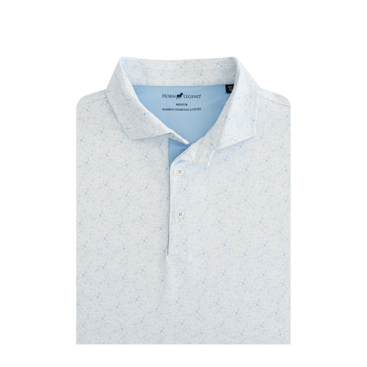 Lucky Performance Polo - White with Light Blue & Aqua