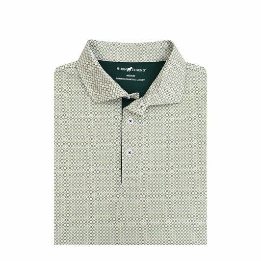 Henna Performance Polo -White with Green & Gold