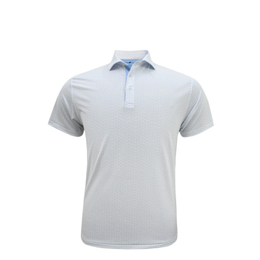 Texas Inspired State Outline Performance Polo - White with Light Blue