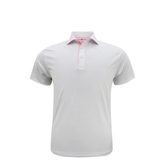 Texas Inspired State Outline Performance Polo - White with Rose Quartz
