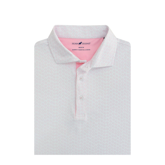 Texas Inspired State Outline Performance Polo - White with Rose Quartz