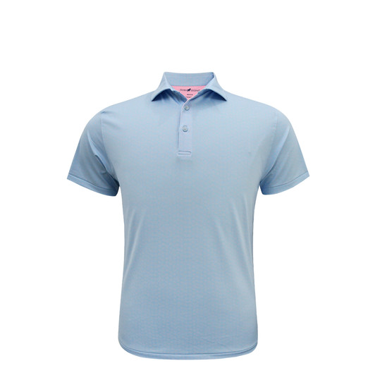 Texas Inspired State Outline Performance Polo - Light Blue with Rose Quartz