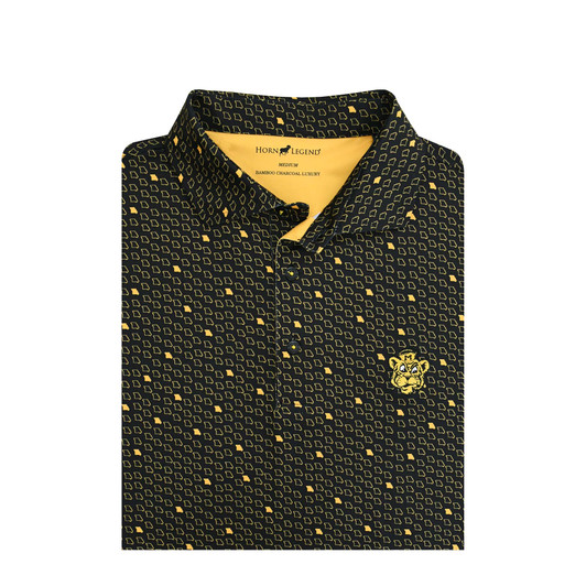 Missouri Tigers Vintage Truman Micro State Print Polo - Black with Gold