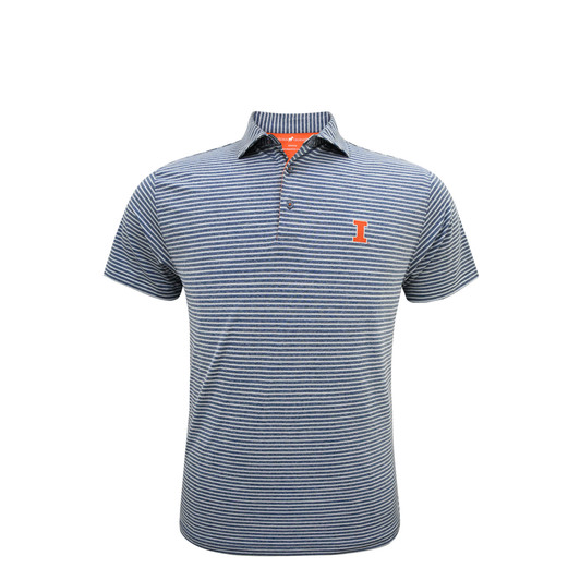 Illinois Fighting Illini Heather Stripe Performance Polo - Navy Illinois Fighting Illini Heather Stripe Performance Polo - Navy