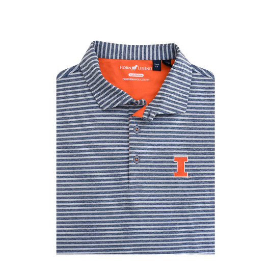 Illinois Fighting Illini Heather Stripe Performance Youth Polo - Navy Illinois Fighting Illini Heather Stripe Performance Youth Polo - Navy