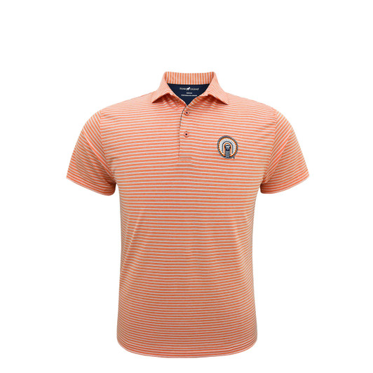 Illinois Vintage Chief Illiniwek Heather Stripe Performance Youth Polo - Orange