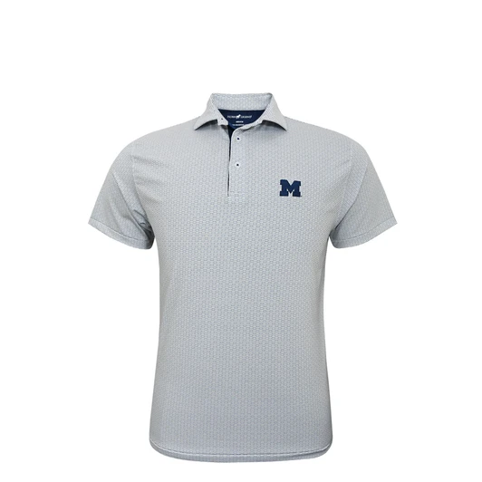 Michigan Wolverines Bracket Polo - White with Grey & Navy