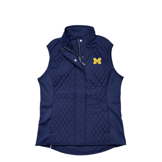 Michigan Wolverines Women’s Full Zip Quilted Vest - Navy